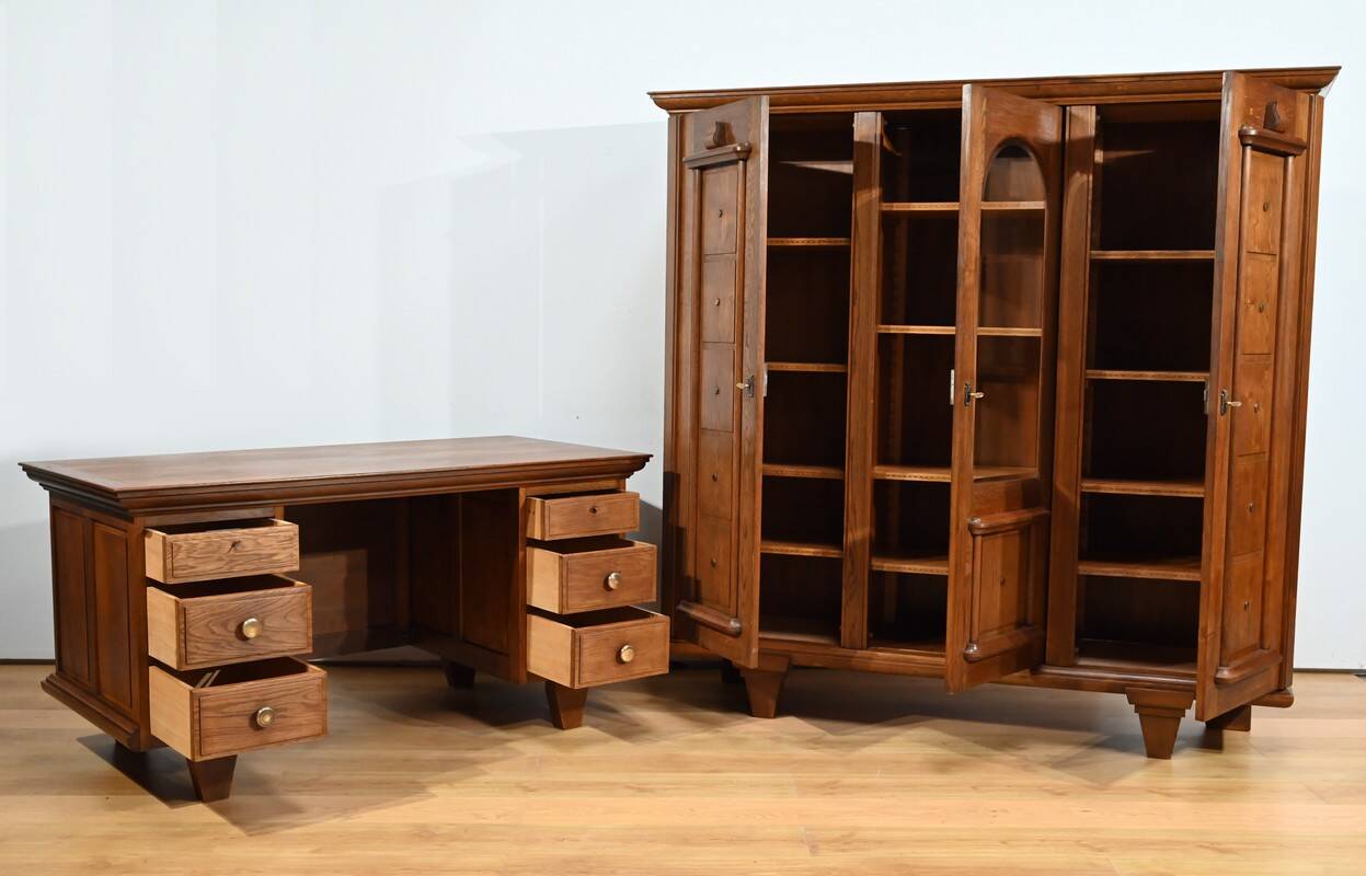 Oak bookcase, Art Deco period – 1940