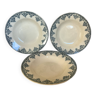 Trio of old Bordeaux model ironstone plates