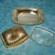 Silver metal butter dish / vintage 50s-60s