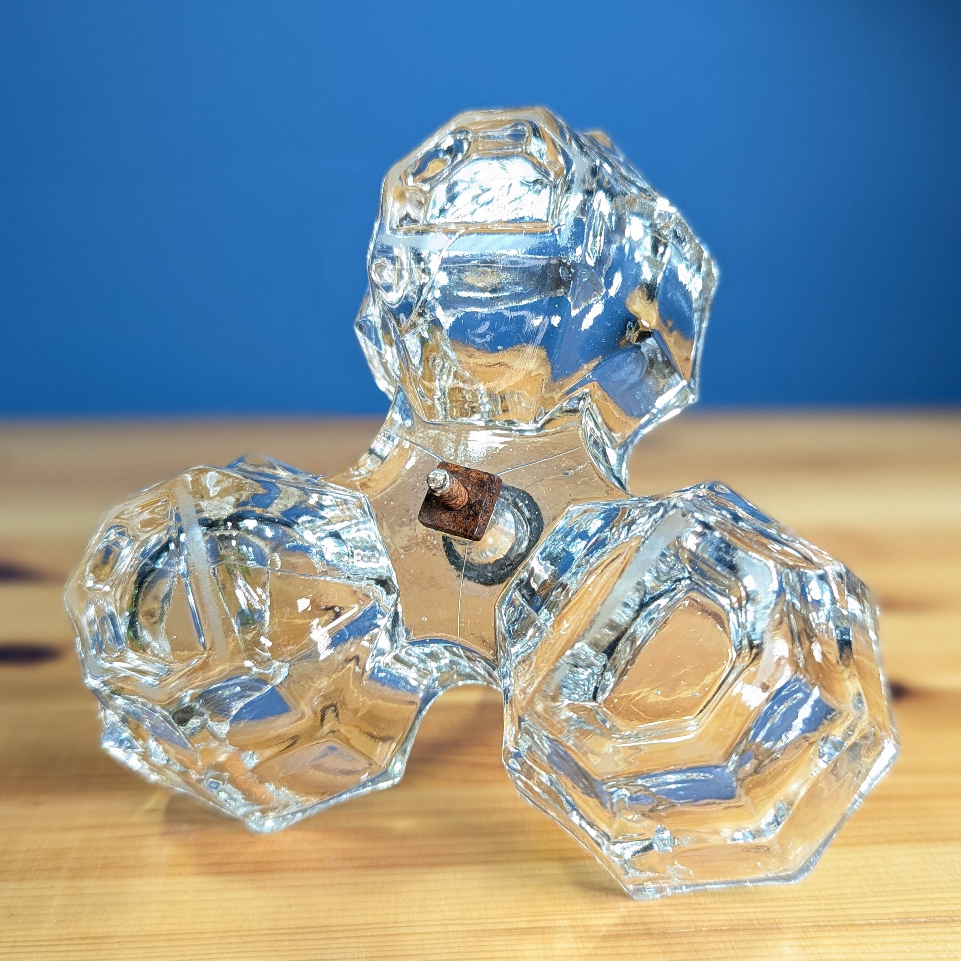 Old Crystal and Silver Metal Salt Cellar Condiments Salt Pepper