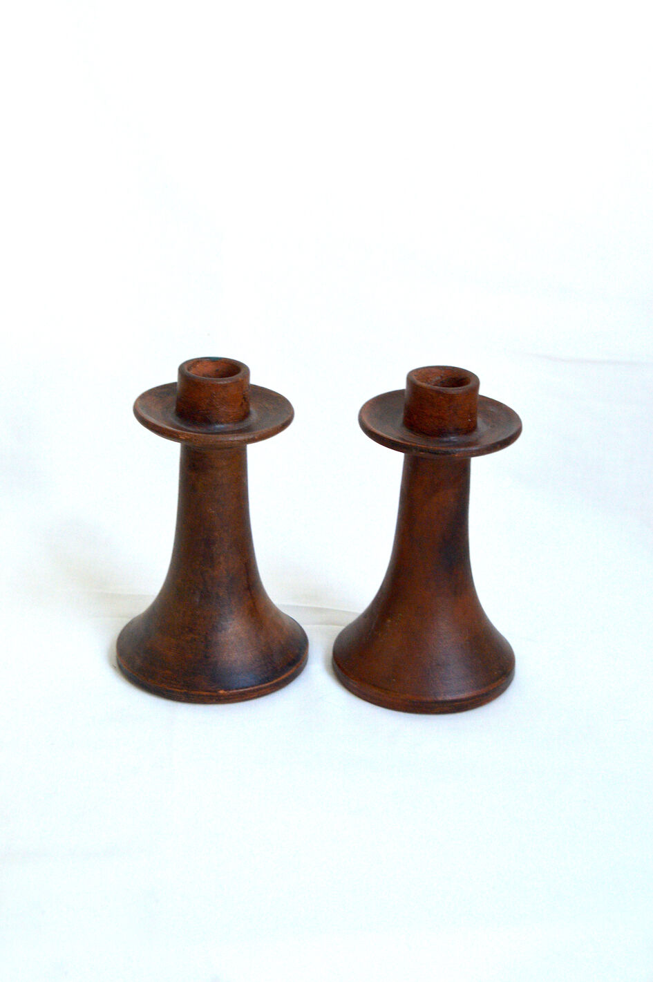Pair of stoneware candle holders