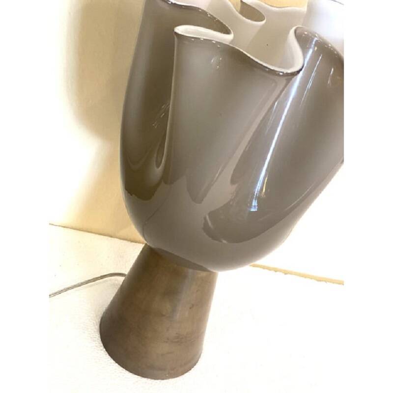 Contemporary Milky-Beige Murano Style Glass Table Lamp