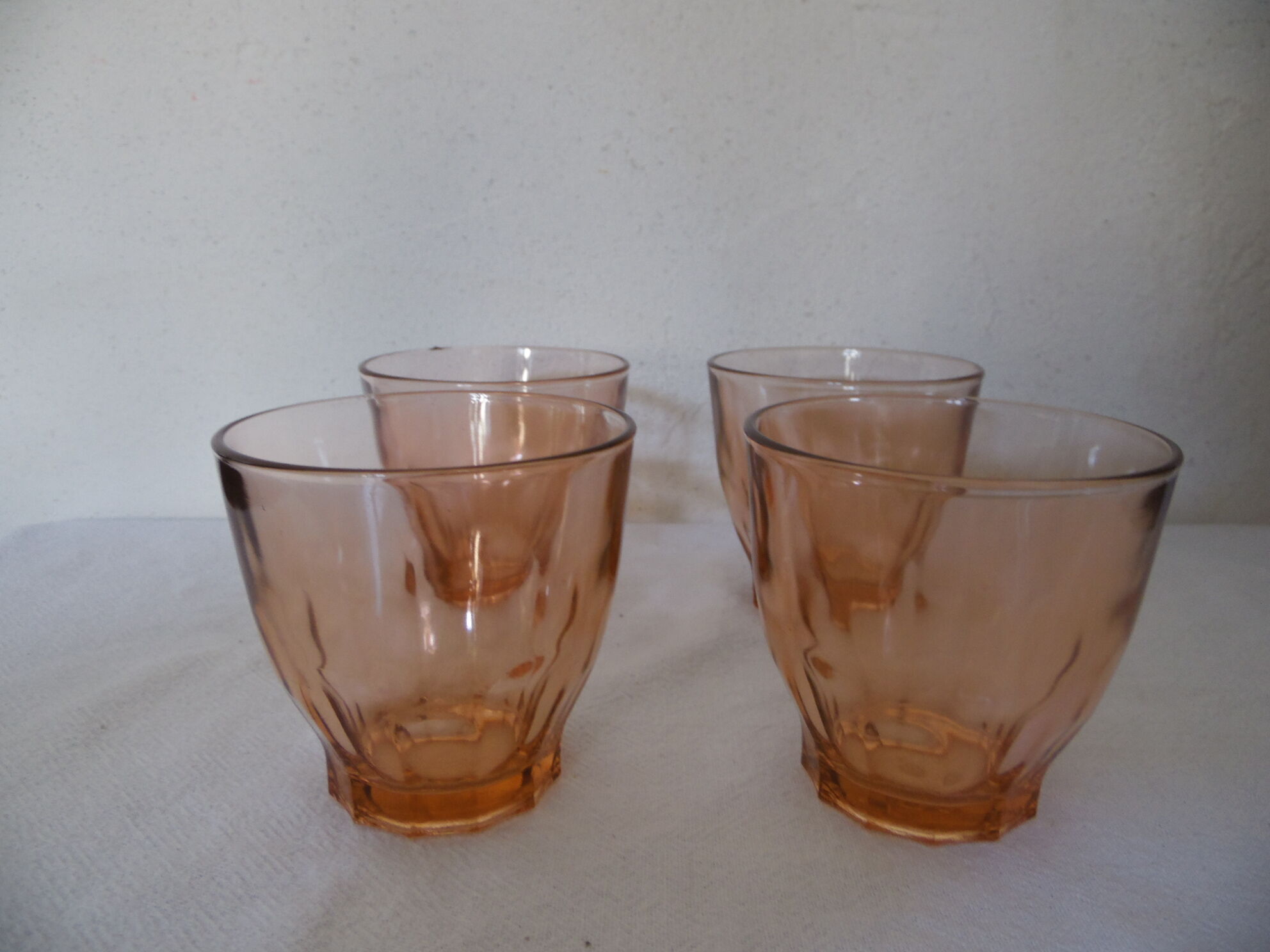 Set of 4 glass vintage pink blush
