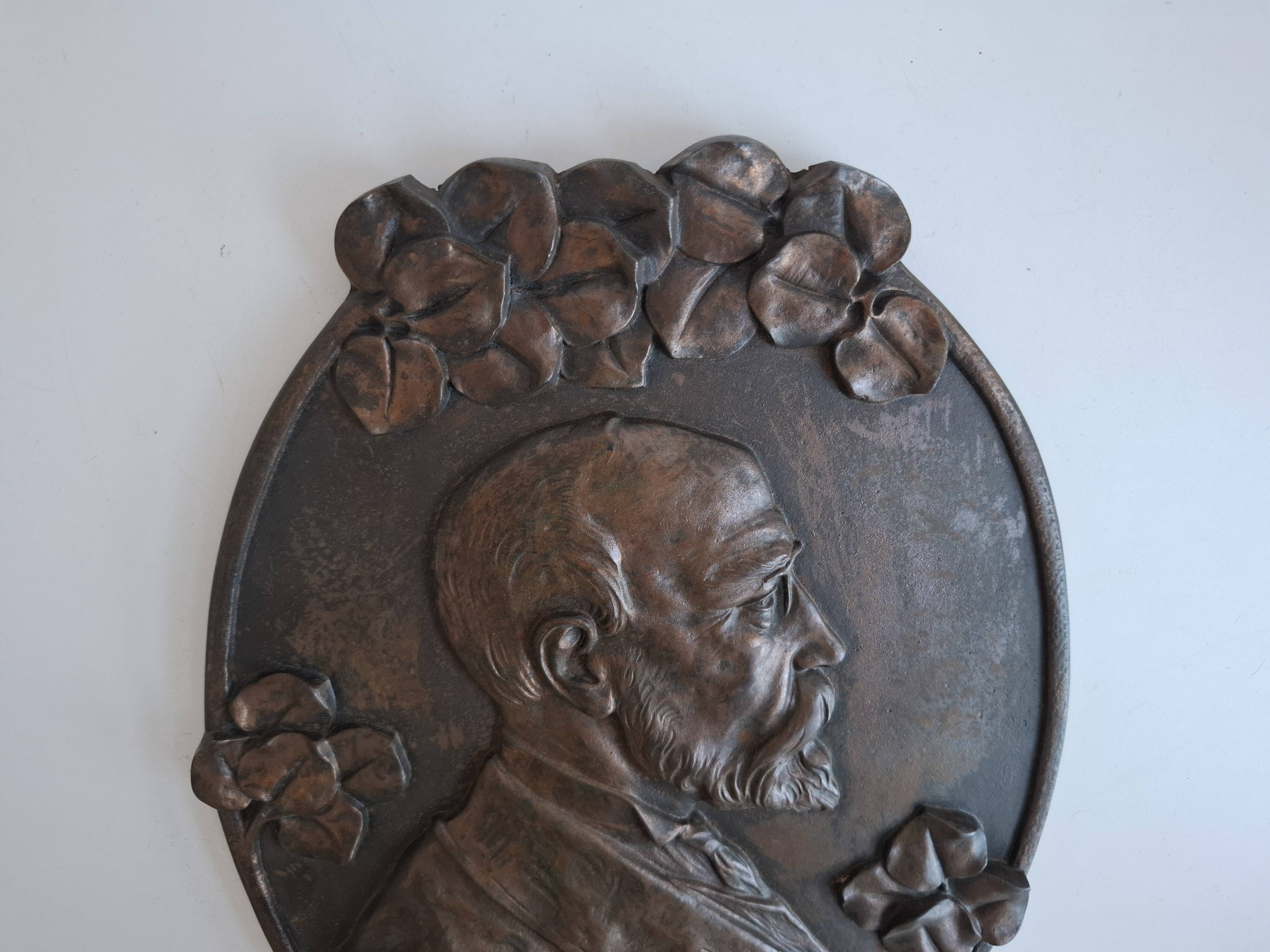 Plaque murale Art Déco T. G. Masaryk 1920, Tchécoslovaquie