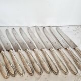 Set of 11 vintage knives, steel blades and silver handles