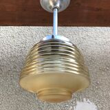 Hanging art deco glass yellow + alu vintage support