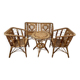 Salon en rotin de style victorien années 1920