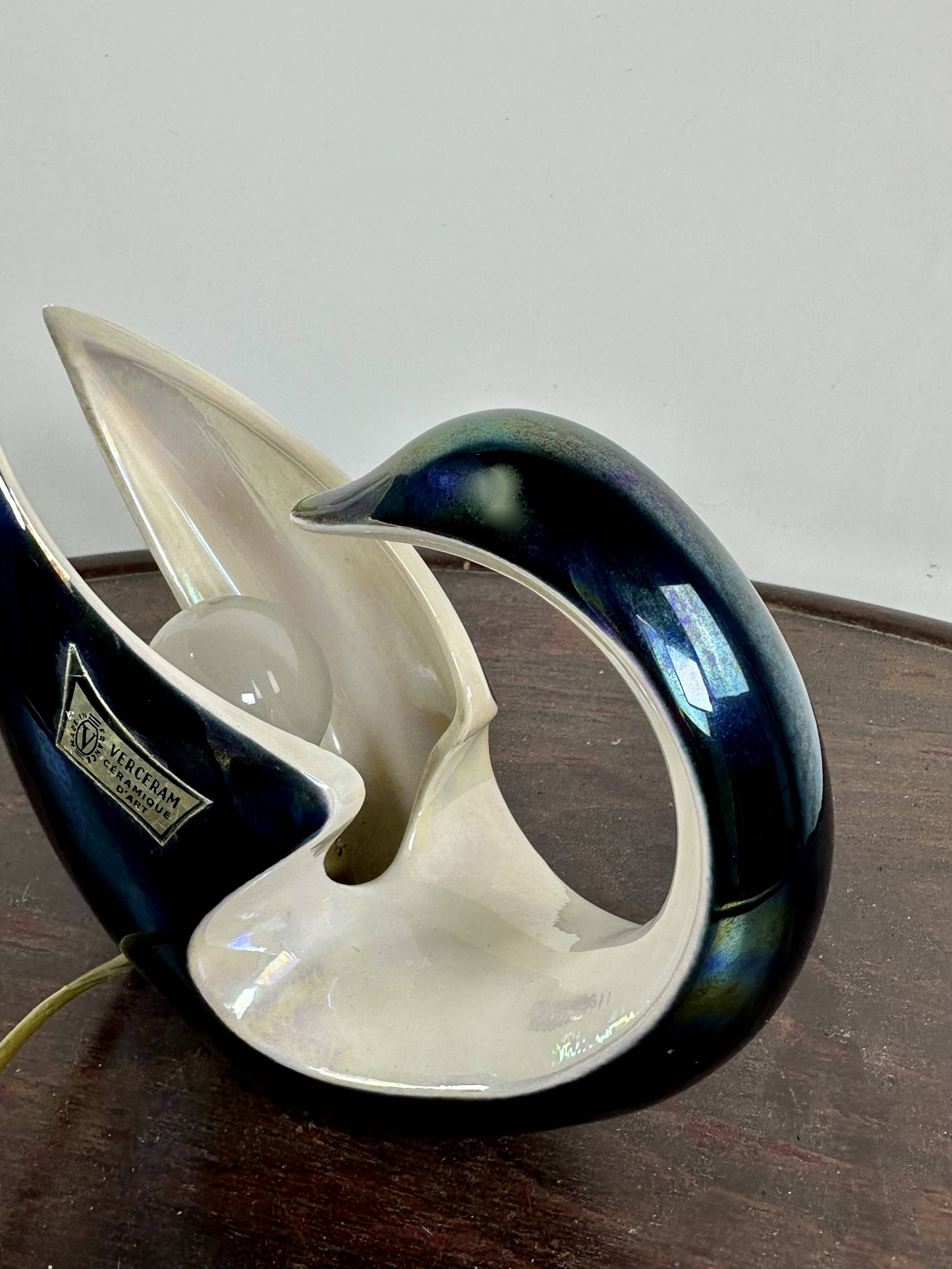 Ambient lamp / night light in the shape of a swan by verceram 1950