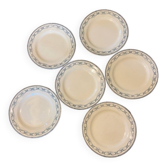 Series of 6 flat plates Terre de fer