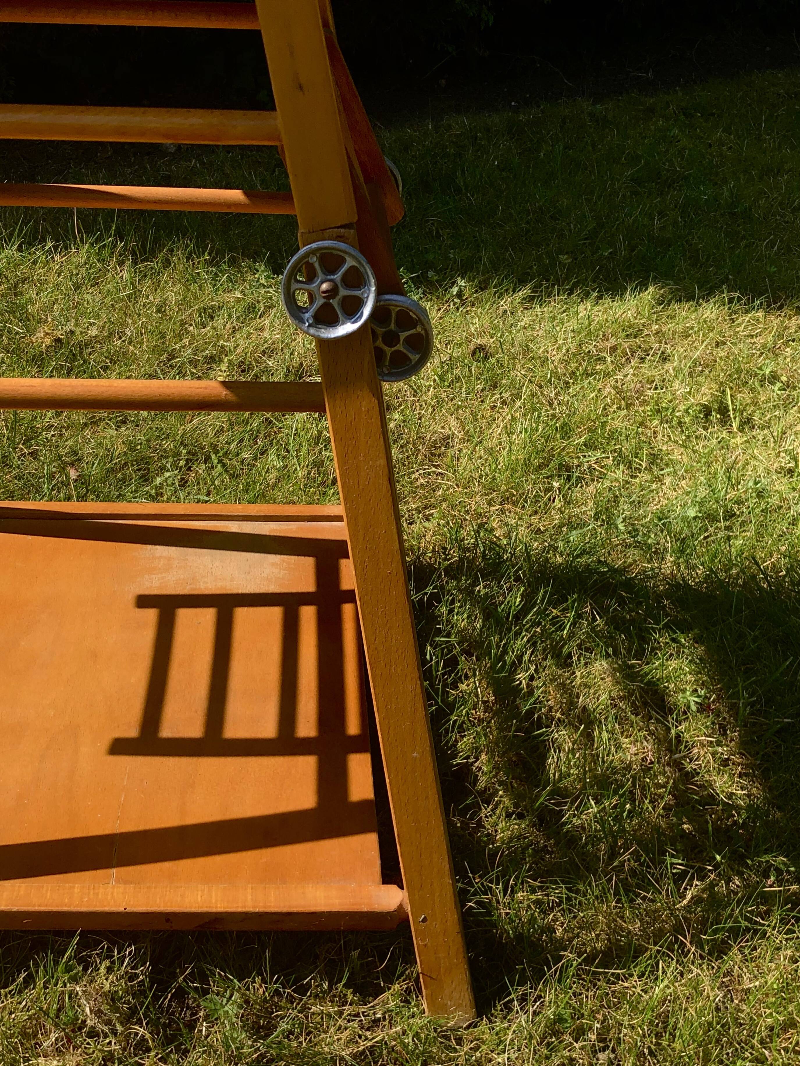 Vintage wooden children's high chair, convertible table
