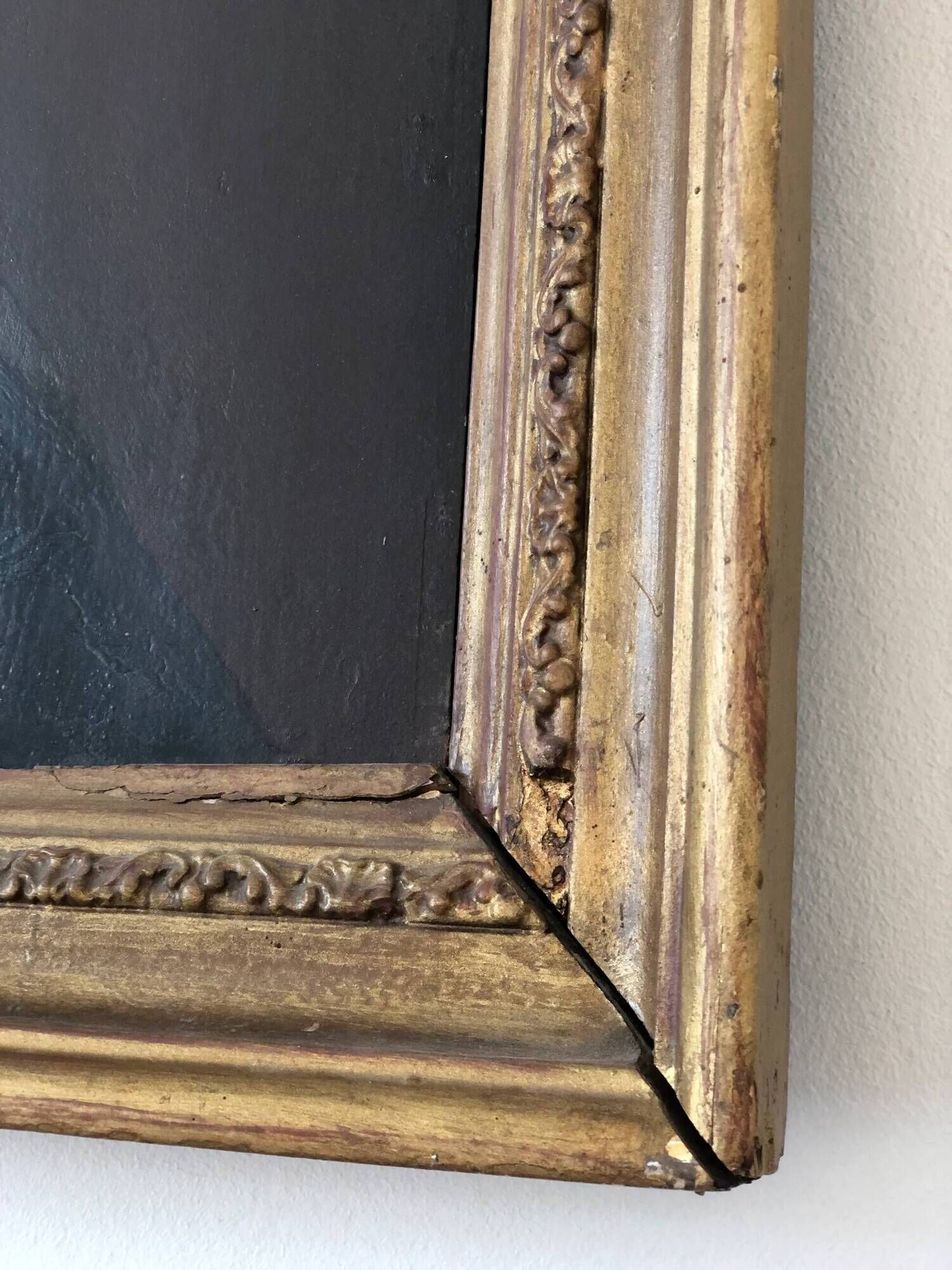 Antique oil portrait painting, framed large lady portrait, c. 1840