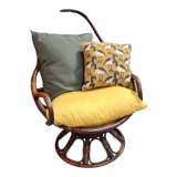 Swivel rattan armchair