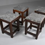Tabourets vintage en pierre et bois x 4
