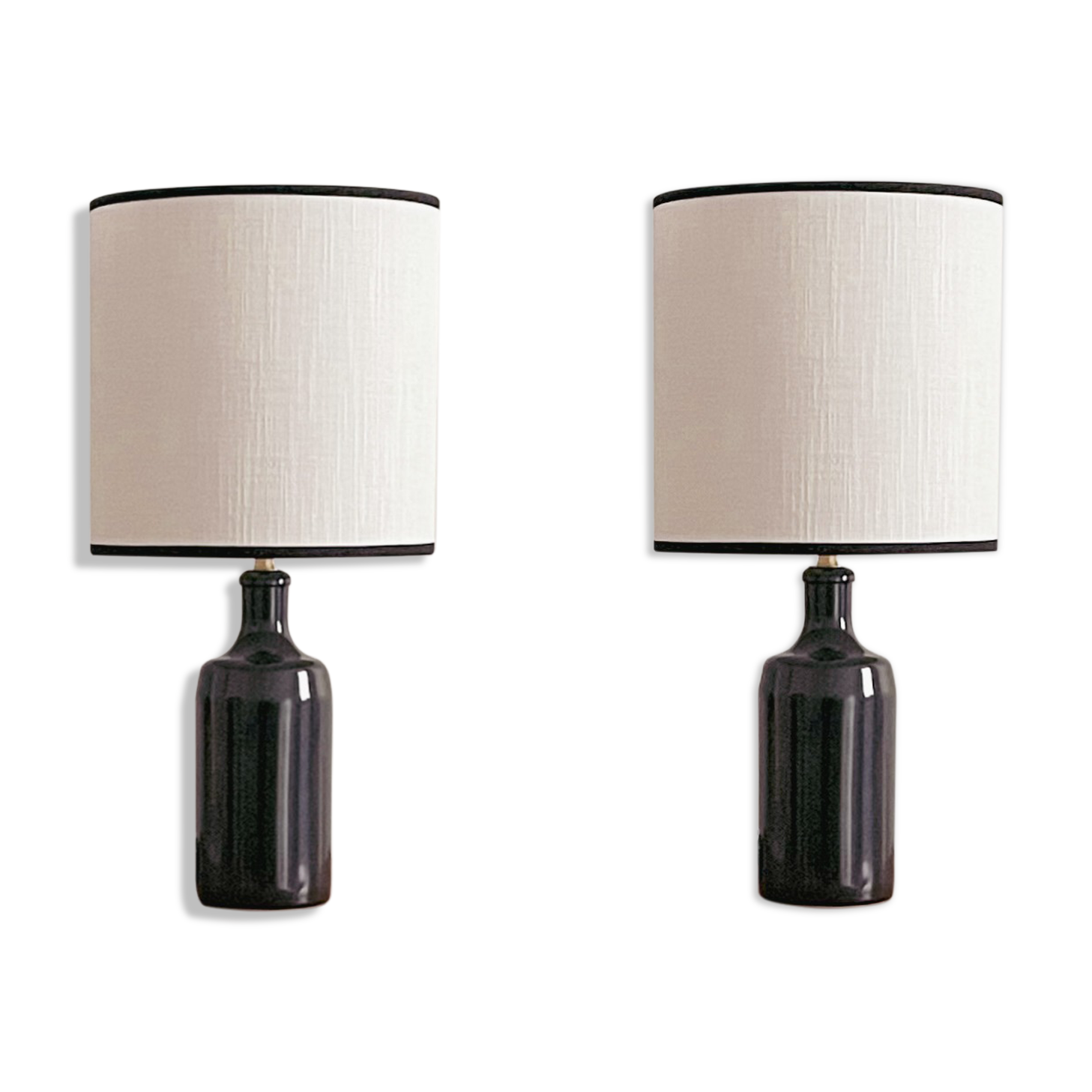 Pair lamps sandstone and linen