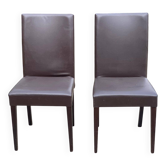 2 Italian Vega chairs in brown leather with high back