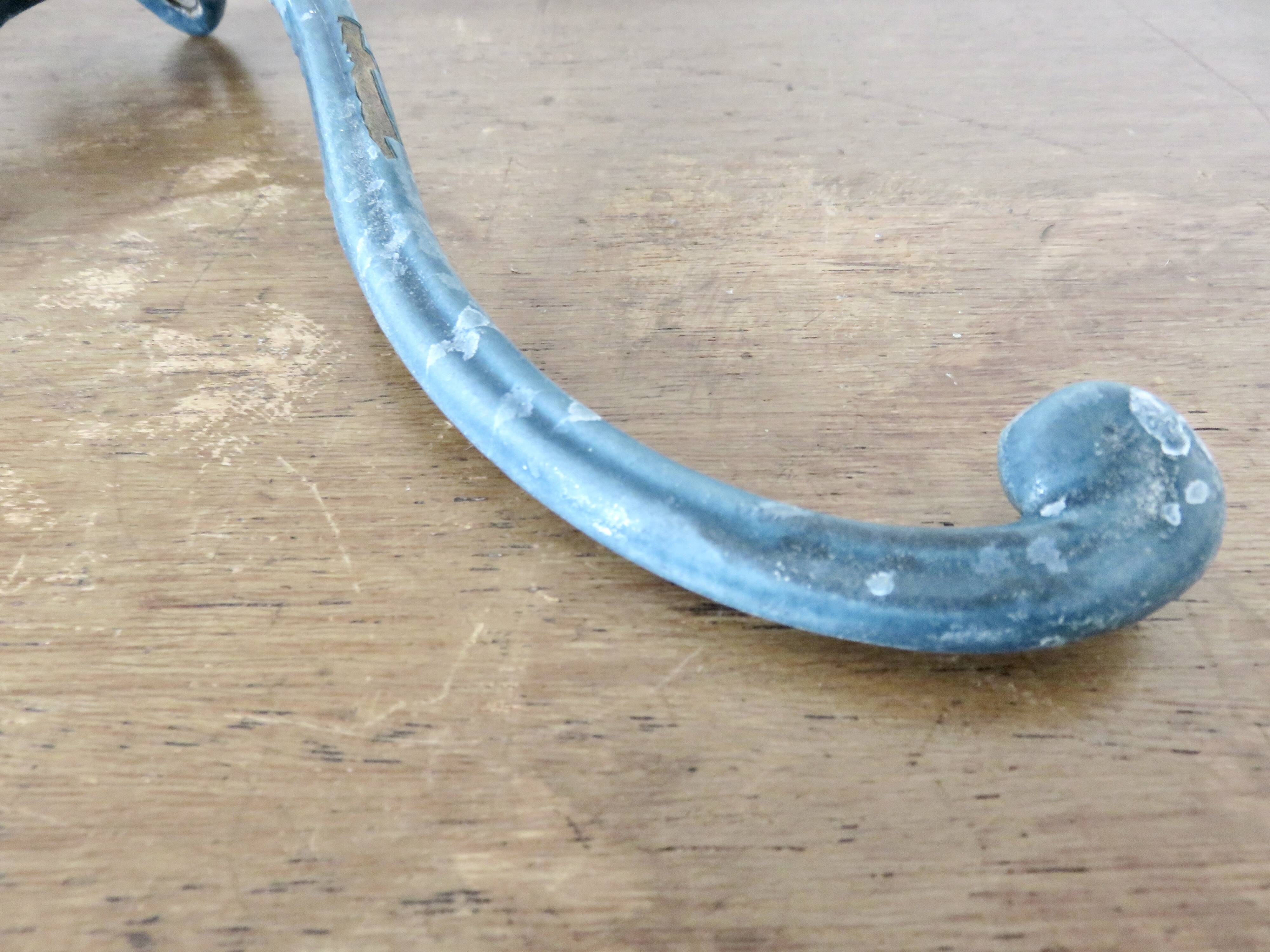 Old blue enamelled cast iron coat hook