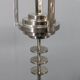 Czechoslovak Art Deco nickel chandelier with three opaline glass globes