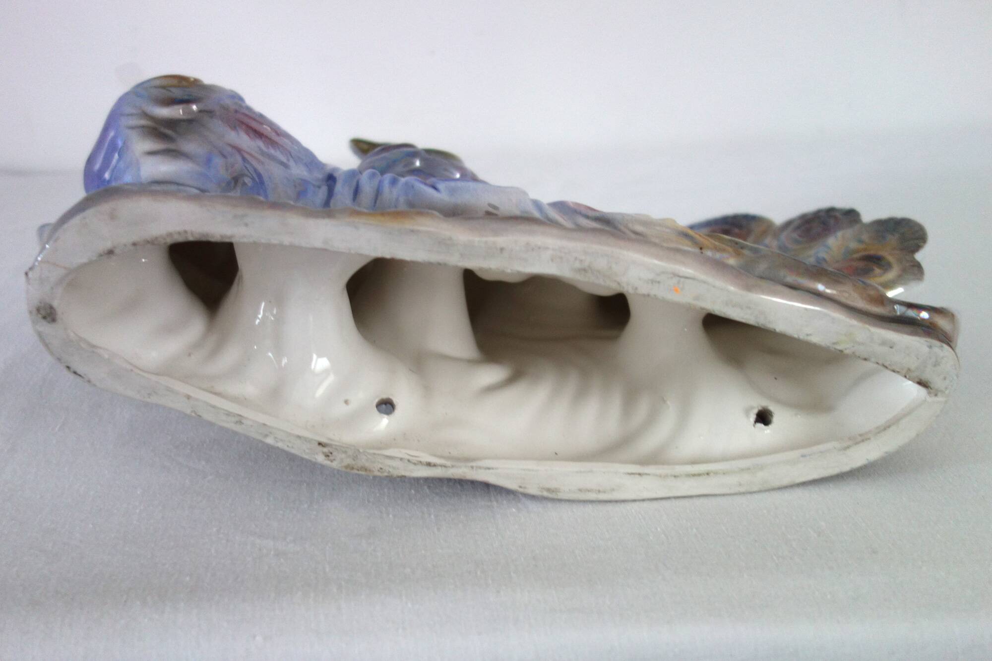 Italian ceramic sculpture 2 peacocks, 1960s