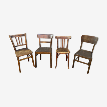 4 chaises bistrot dépareillées bois courbé