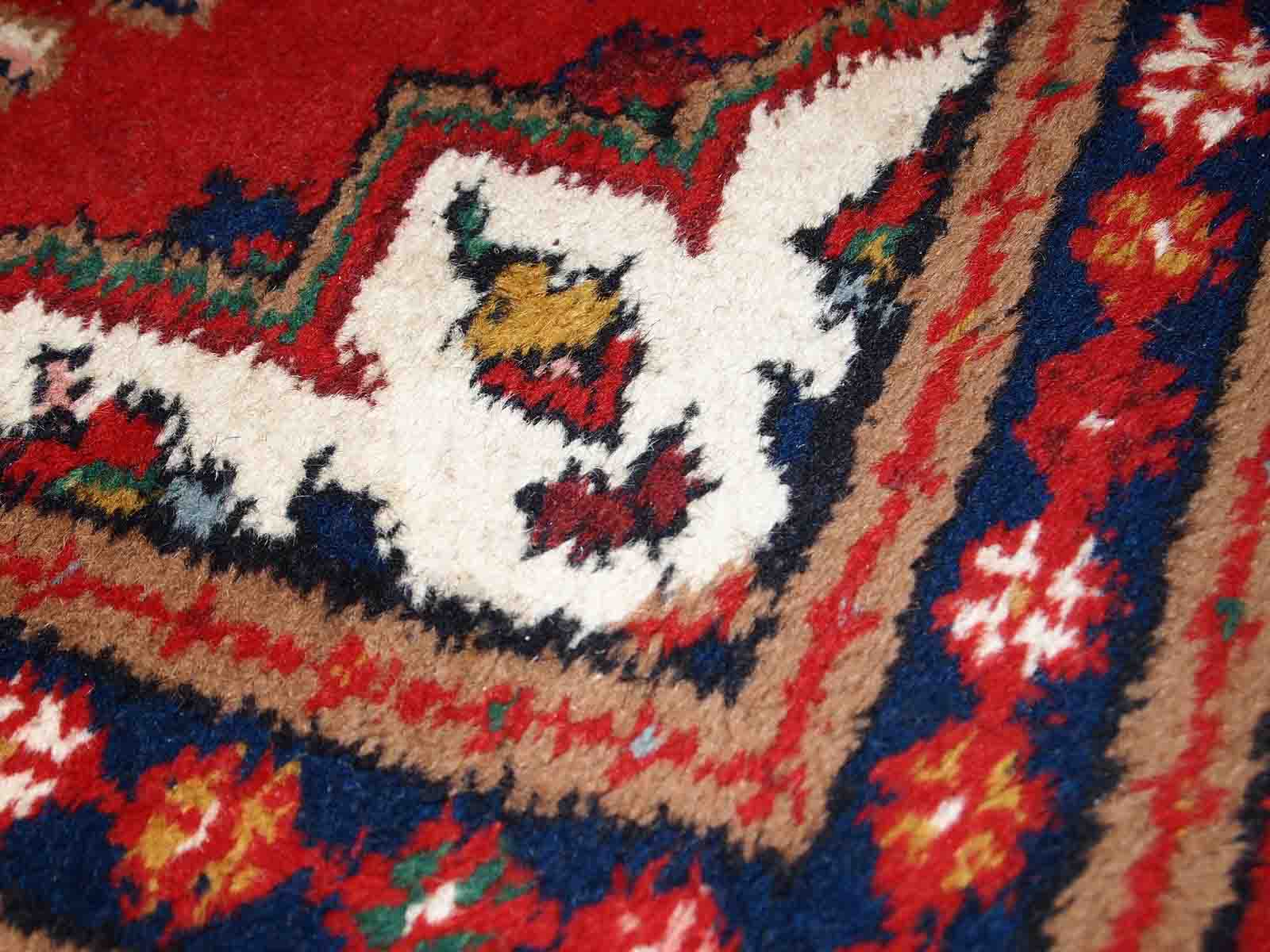Vintage Persian Carpet Hamadan handmade 70cm x 136cm 1970s, 1C779