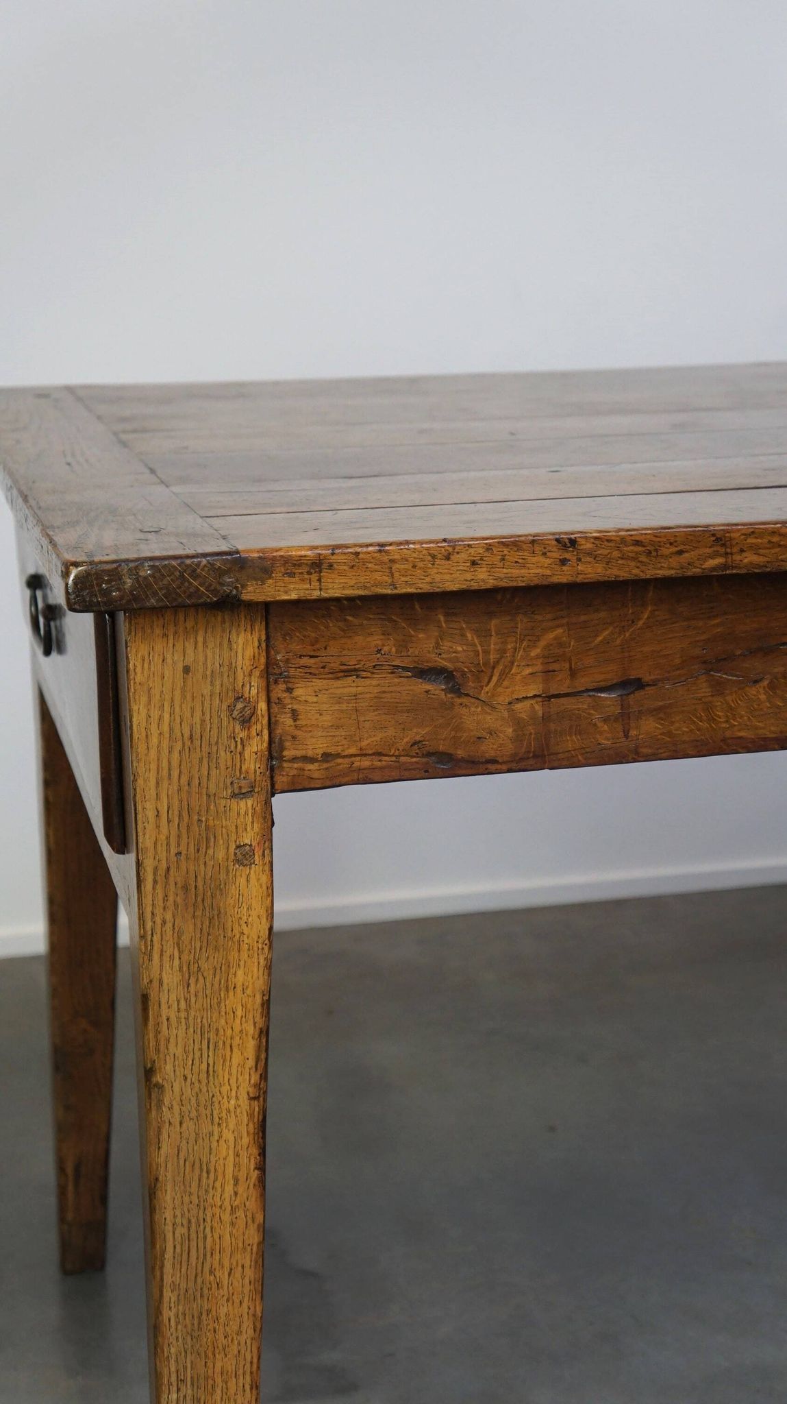 antique French oak dining table with 3 drawers and an exquisite patina