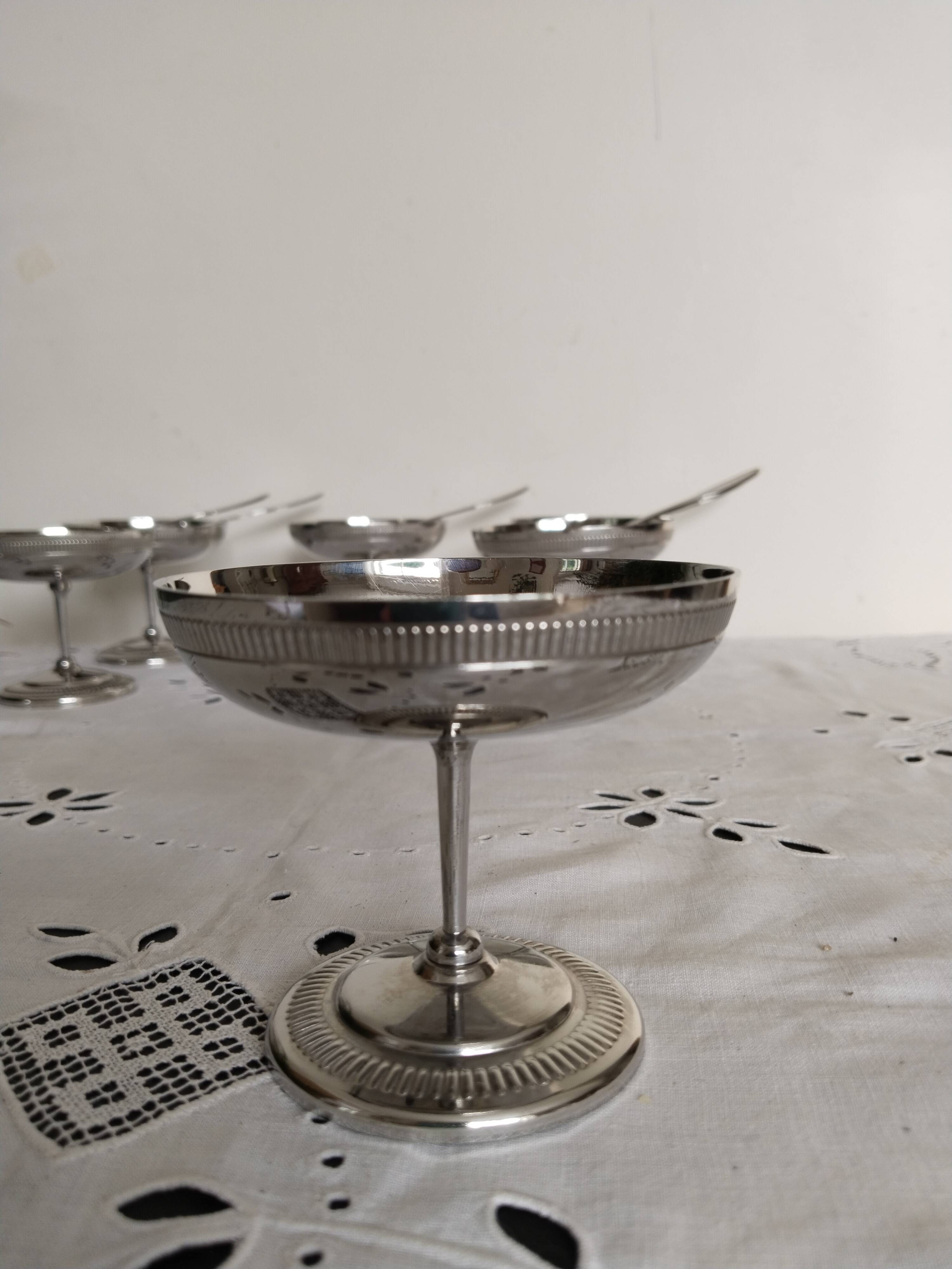 Guy Degrenne ice cream or sorbet cups, in stainless steel