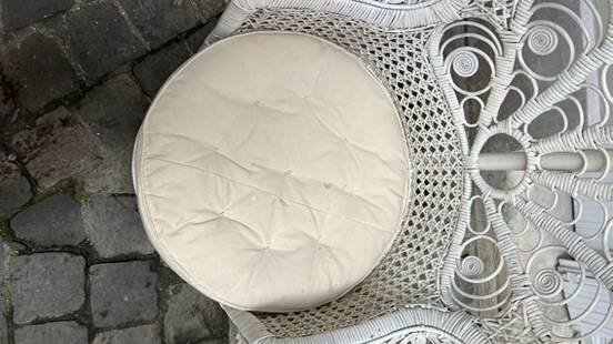 Emmanuelle armchair in white lacquered rattan