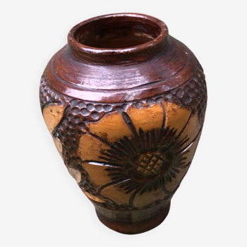 Petit vase signé Korond 10cm Céramique Transylvanie Roumanie poterie Vintage ancien 1970