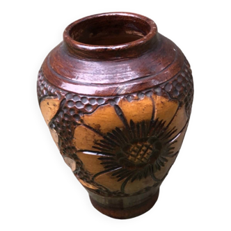 Petit vase signé Korond 10cm Céramique Transylvanie Roumanie poterie Vintage ancien 1970