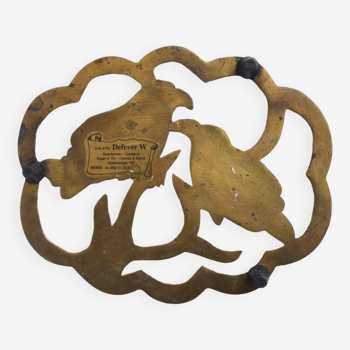 Brass bird couple trivet