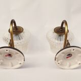 Swan neck and antique glass wall lights