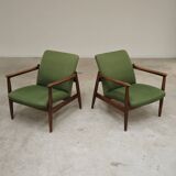 Pair of green GMF 64 armchairs by
Edmund Homa, Poland, 1960s