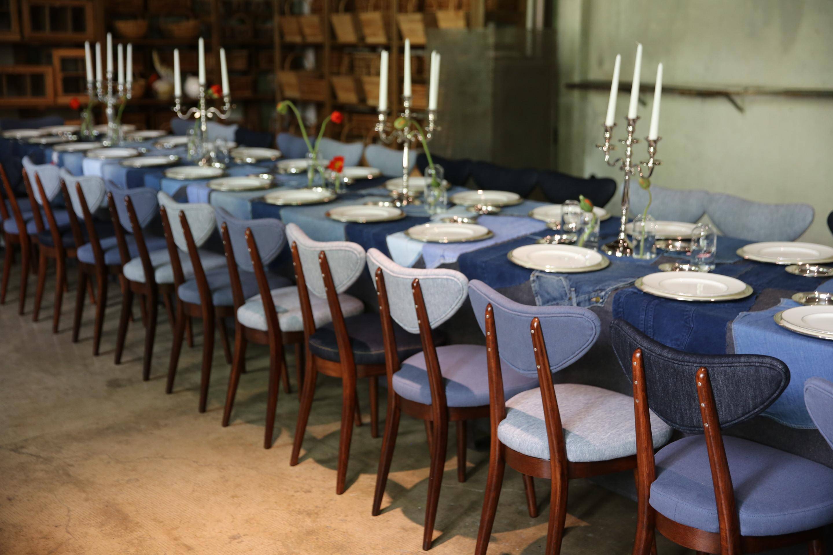 Mid-century dark blue denim armchair, Europe, 1960s
