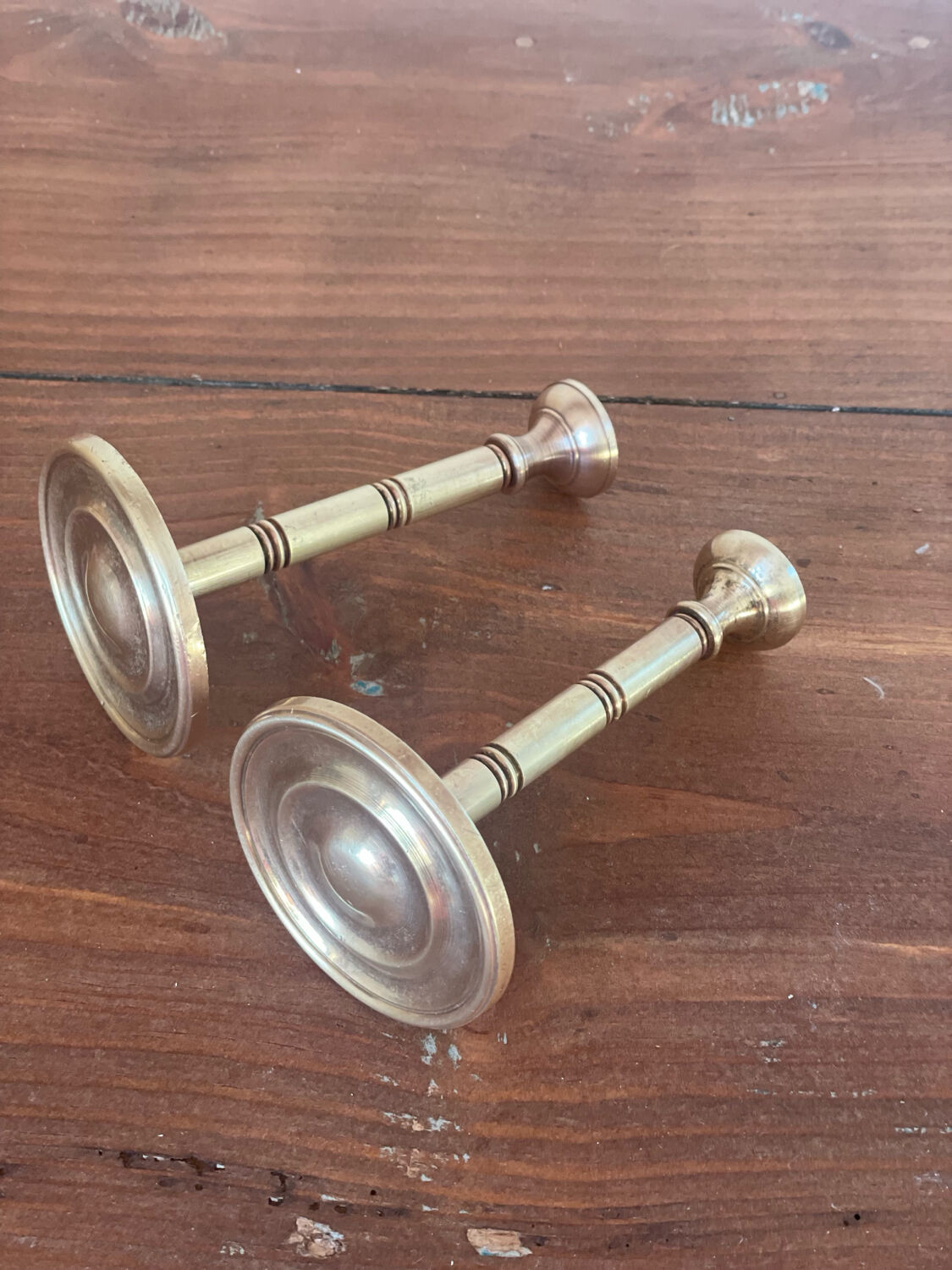 2 golden brass curtain tiebacks