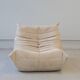 Togo set of 2 armchairs and poufne in beige corduroy