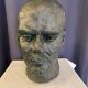 Buste de lenine en terre cuite couleur vert bronze grand format
