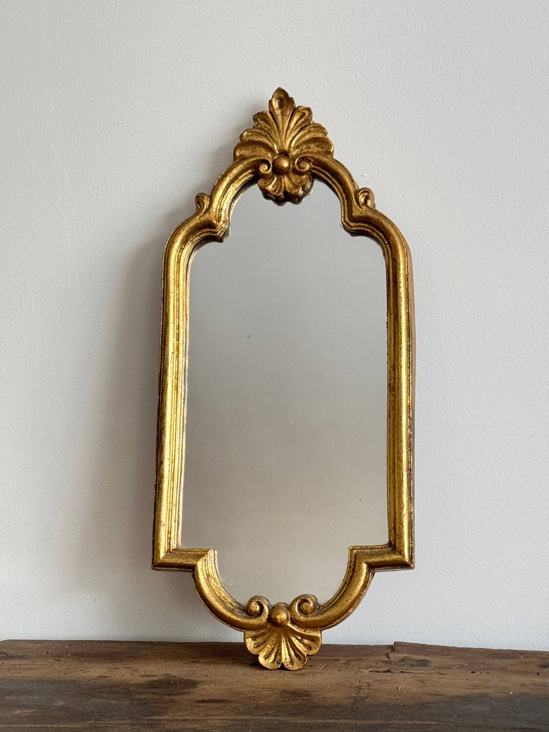 Vintage rectangular baroque mirror in golden resin