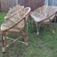 Set of 4 armchairs and 1 vintage rattan bench (5 pieces) inseparable.