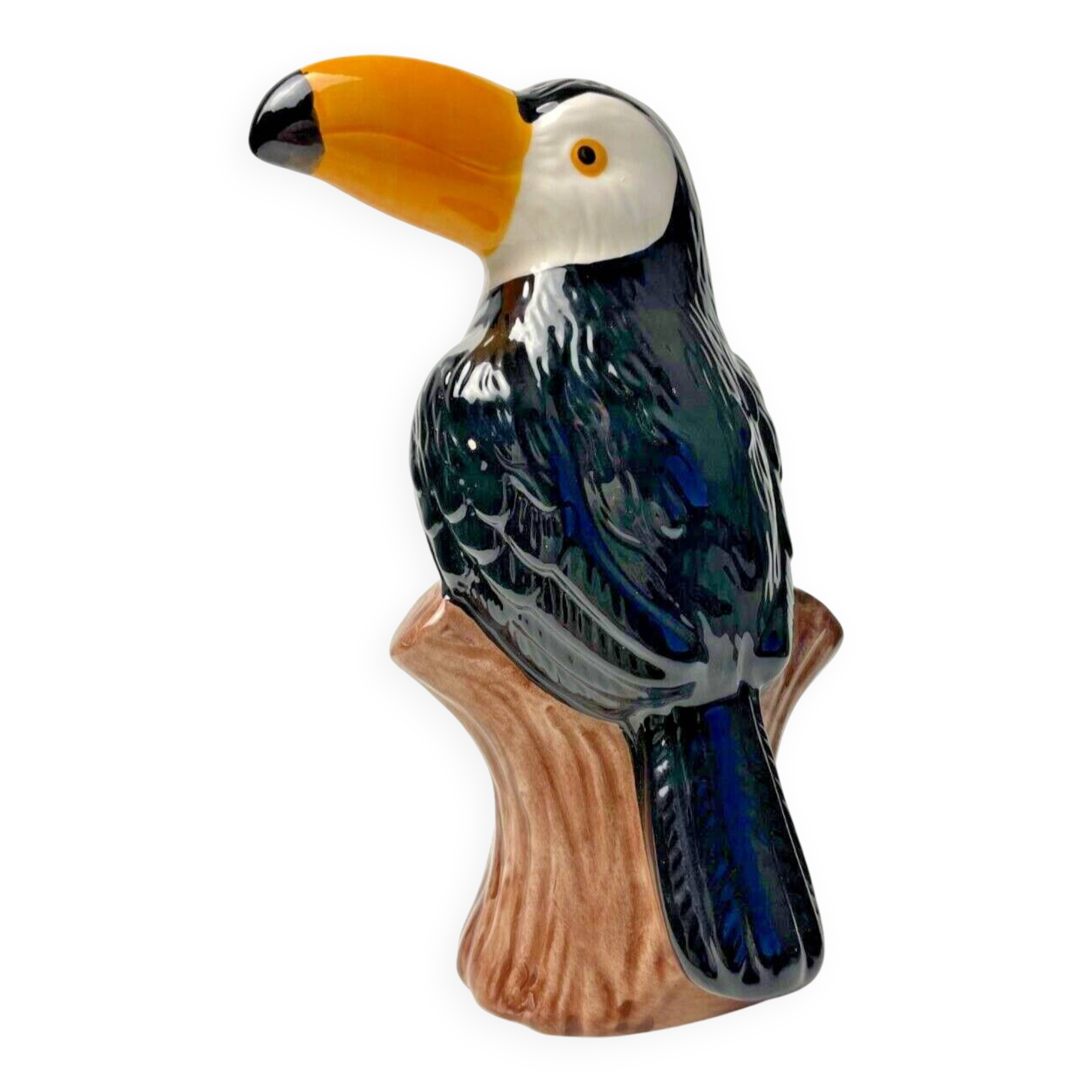 Toucan en céramique, déco exotique vintage, rare