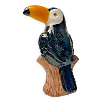 Ceramic toucan, vintage exotic decor, rare