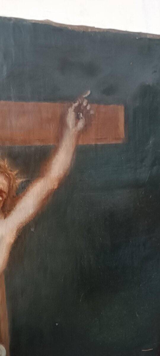 Ancient Oil on Canvas "Crucifixion", Italian School, 18th Century