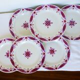 6 flat ironstone plates from Moulin des Loups and Hamage, Madeleine model