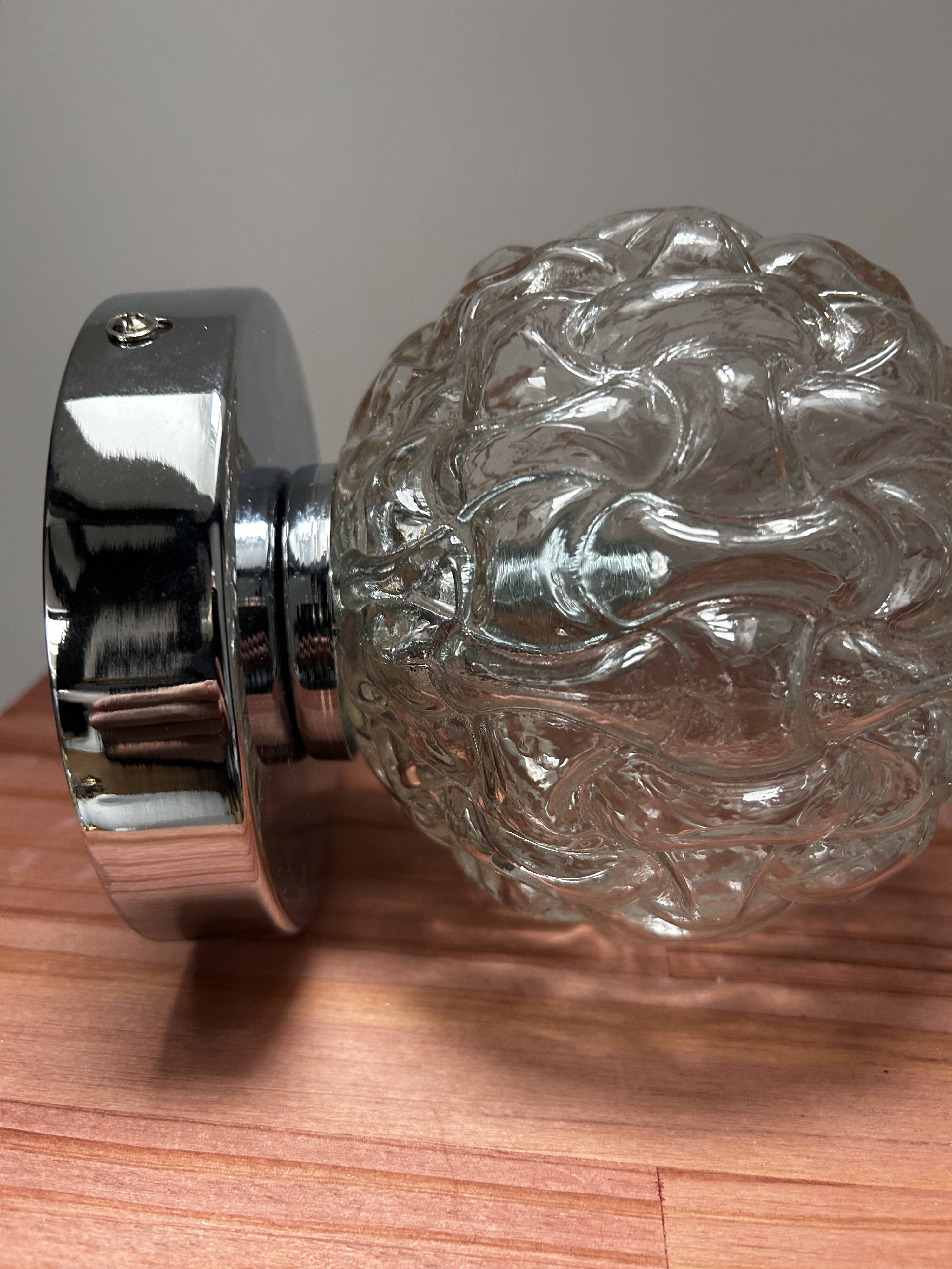 Pair of vintage glass globe chrome wall lights