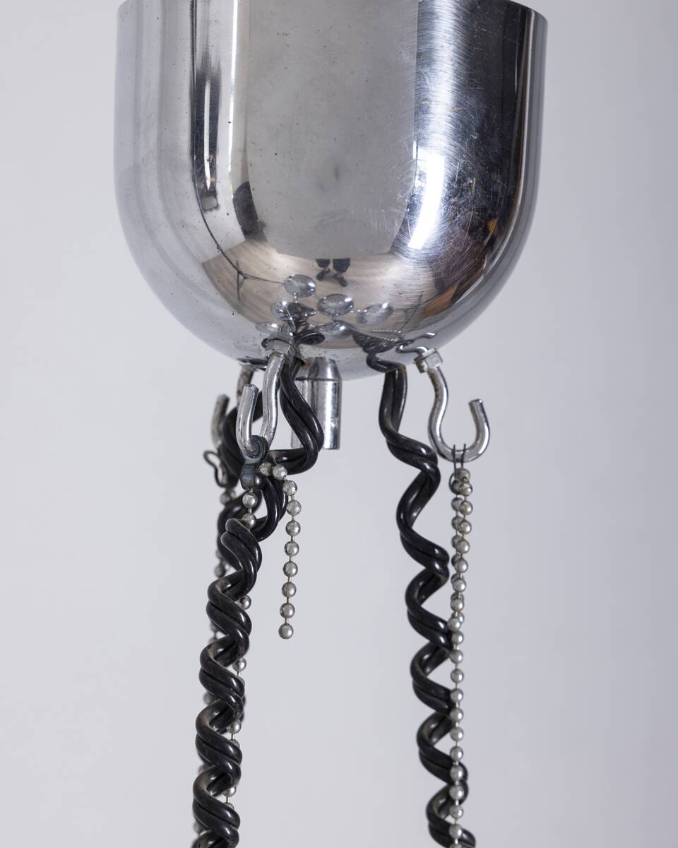 Vintage 1970s chrome-plated chandelier designed by Goffredo Reggiani