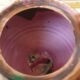 Jug pitcher Provençal earthenware glazed with pink and green glaze.