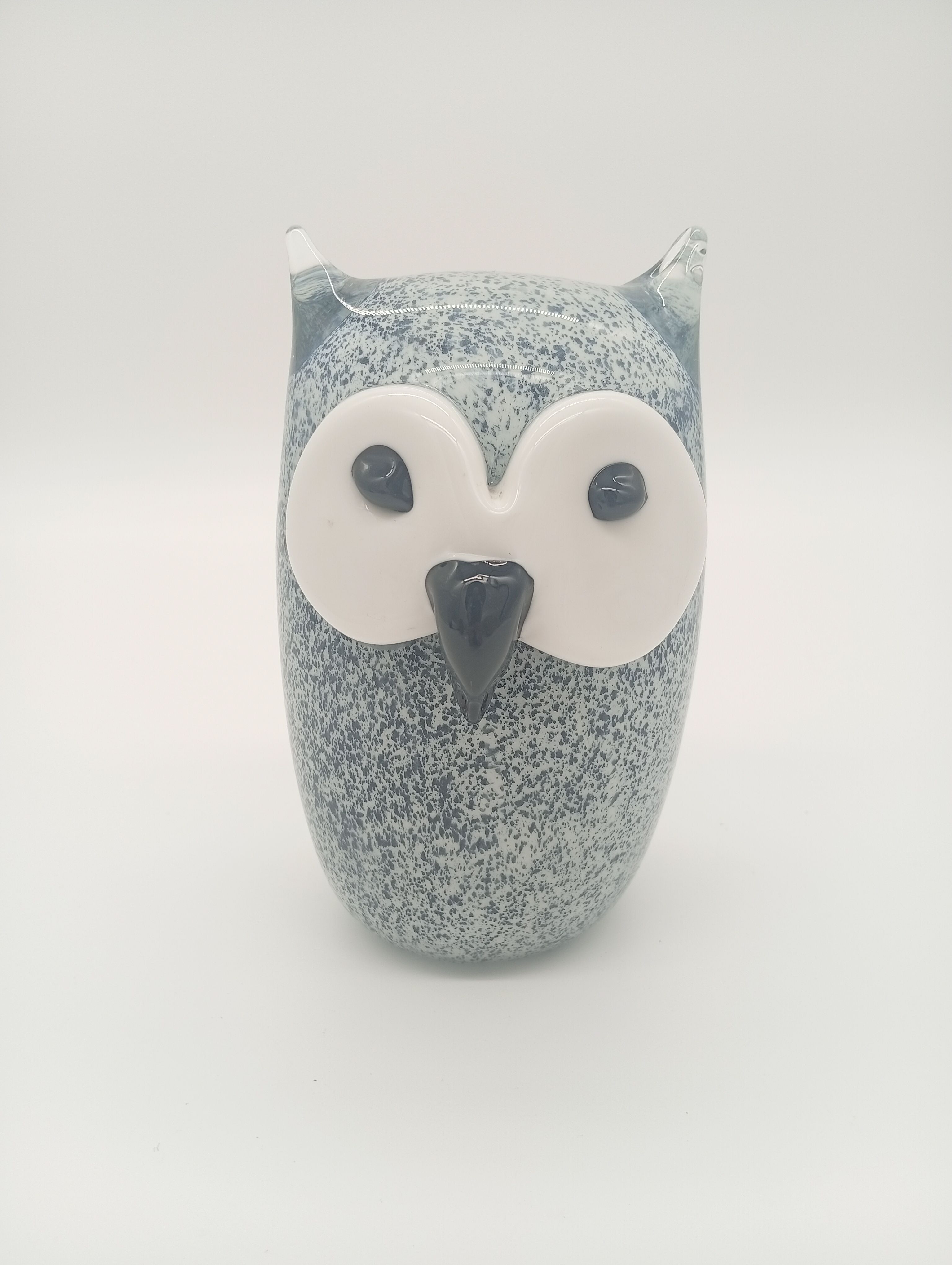 Vintage Scandinavian Glass Owl Statuette Denmark Sulphur 70s 80s