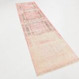 3x10 Turkish Pale Red & Pink Vintage Runner Rug, 83x313Cm