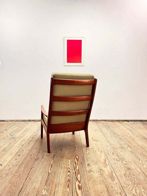 Fauteuil et tabouret danois Mid-Century par Ole Wanscher pour Poul Jeppensens, série Senator