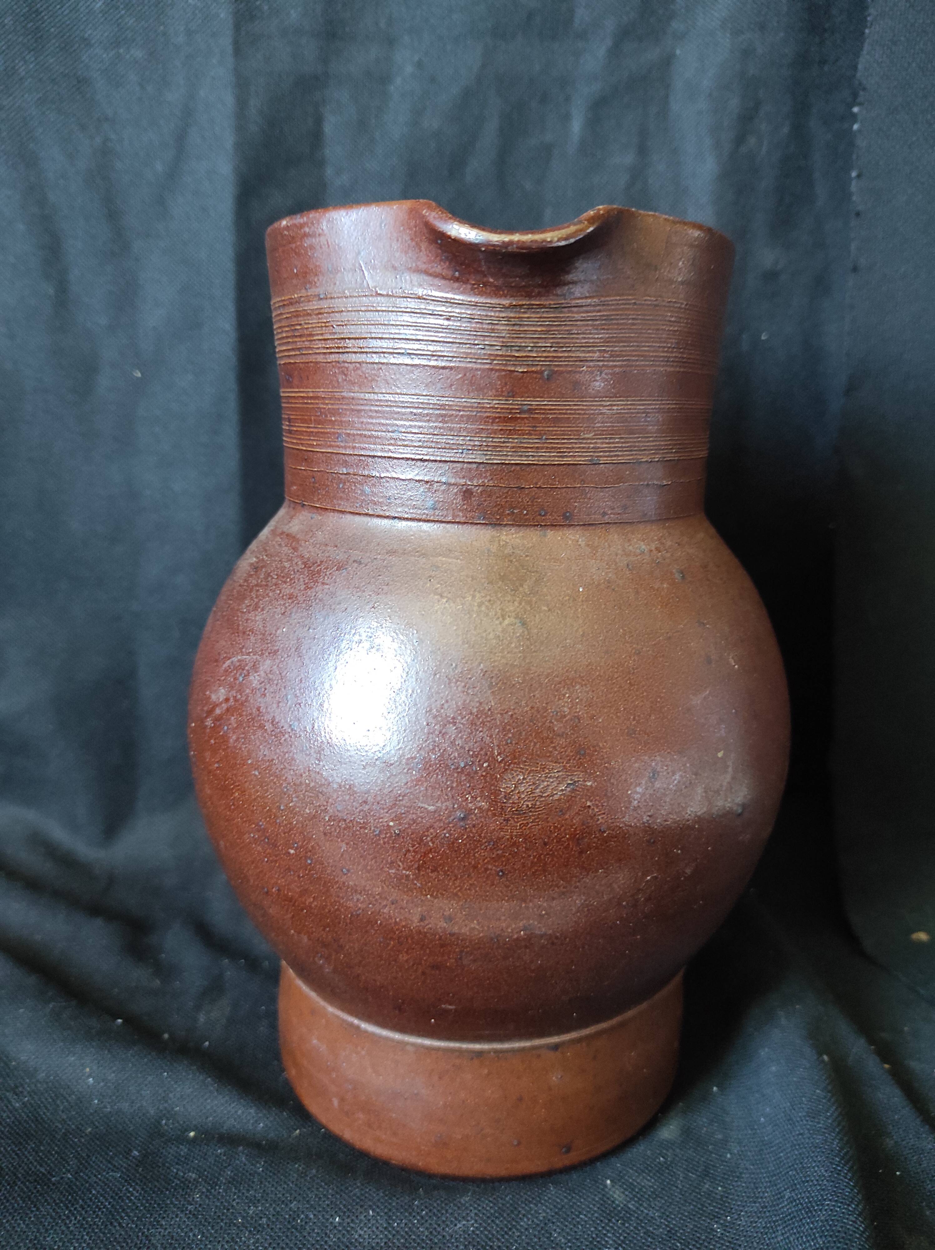 Large pitcher gres varnished berry handmade