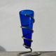 Small vase in cobalt blue glass and metal, 1980